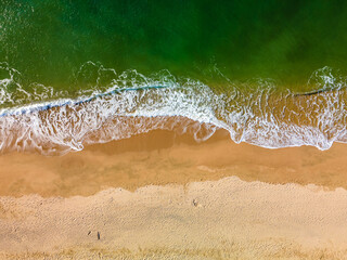 Aerial images with drone of Malgrat de Mar beach in Maresme Barcelona European tourism Spectacular...