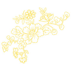 Vector Line Art Floral Flowers Tattoo Style for Valentines