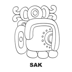 Vector icon with Glyph from Maya Haab calendar. Calendar month symbol Sak