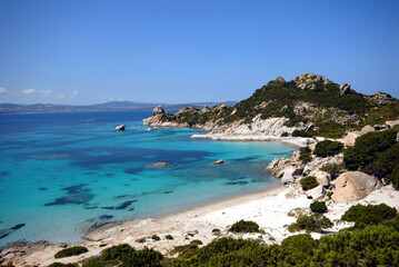 Fototapeta na wymiar Parco Nazionale Arcipelago di La Maddalena. Paesaggio marino, isola Spargi, Cala Corsara