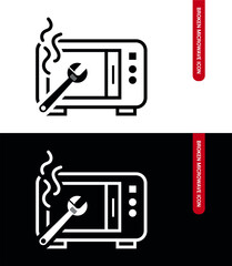 Vector image. Icon of a broken microwave.