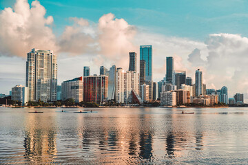 country skyline at sunset Miami Florida usa clouds sky reflections beautiful place cute 