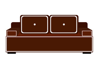 Large brown sofa. Vector illustration. Isolated object