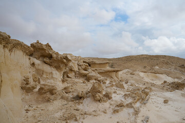 Nizzana Hillocks of fantastic shapes in the Negev desert in Israel