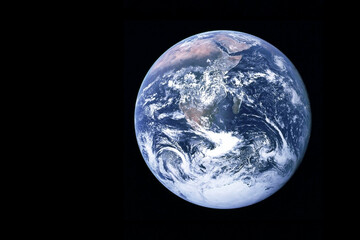 Planet earth, with cyclones and hurricanes. Elements of this image were furnished by NASA.