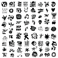  sign and symbol , lettering , objects - icon set , doodles cillection 
