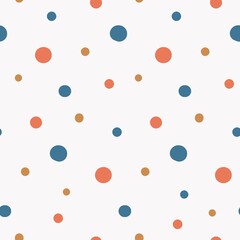 simple seamless pattern with bright multicolored random polka dot