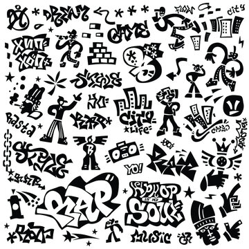 rap music , hip hop culture icon set