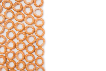 Bagels snack or drying bagels isolated on white background, copy space, mock up