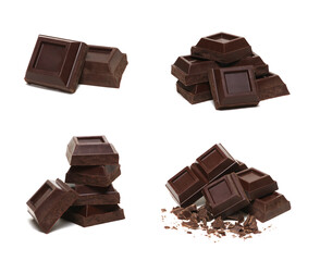 Chocolate bar set isolated on white background.