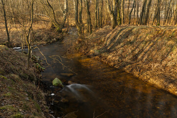 Olsovy creek near Rajec village in cold spring morning