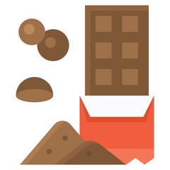 Chocolate bar and cacao icon, Bakery and baking related vector