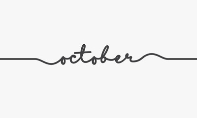 october handwritten word vector design on white background.