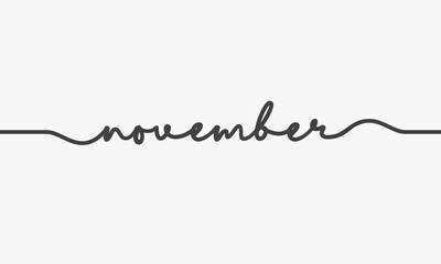 november handwritten word vector design on white background.