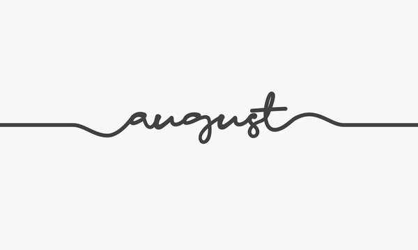august handwritten word vector design on white background.