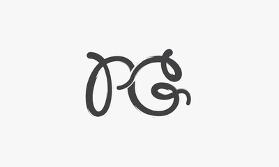 PG letter brush ink logo design concept.