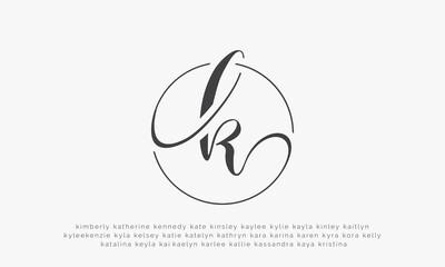 Initial K letter logo with circle line design vector.