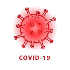 Coronavirus Bacteria Cell Icon, 2019-nCoV, Covid-2019, Covid-19 Novel Coronavirus Bacteria. No Infection and Stop Coronavirus Concepts. Dangerous Coronavirus Cell in China, Wuhan. Isolated Vector Icon