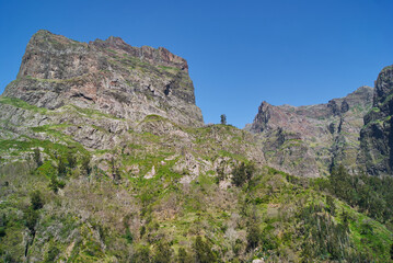 Fototapeta na wymiar steep mountain peak in Madeira Island, Nun's valley - Portugal