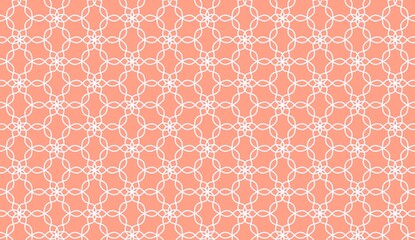 Abstract Floral White Line Mandala Pattern on Red Wallpaper Background