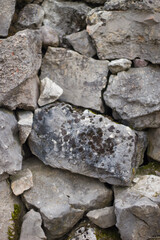 gray wall of large cobblestone.