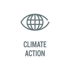 Climate action black icon. Corporate social responsibility. Sustainable Development Goals. SDG sign. Pictogram for ad, web, mobile app. UI UX design element.