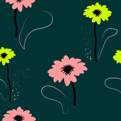 Seamless floral pattern with hand draw spring flower