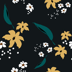 Seamless floral pattern with hand draw spring flower