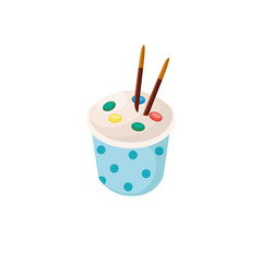 Ice cream with candies in disposable cup flat vector illustration isolated.