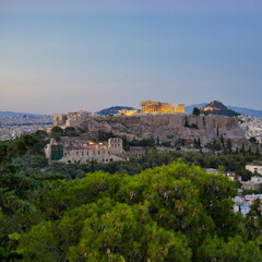 Fototapeta na wymiar Acropolis of Athens Greece under dramatic sky, scenic view
