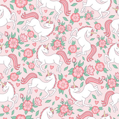 seamless pattern with sleeping unicorns and flowers © tatiana.kor_