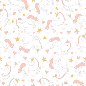 cute seamless texture  with sleeping unicorns and stars 