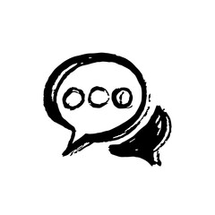 Chat, comment, messenger icon. Drawn by hand with a brush. Grunge texture. Vector illustration