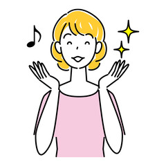 スキンケアをして健康な肌を取り戻した笑顔の女性 イラスト シンプル ベクター