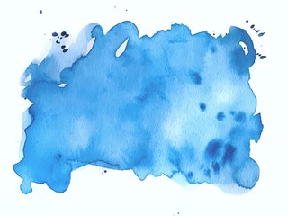 Hand painted blue watercolor background, watercolor spot, splashes. watercolor texture on white background, abstract for trendy design.