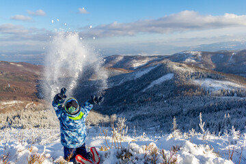 Polish mountains in winter sunny day, Malinowska Skala,. Szczyrk.