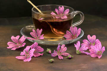 Obraz na płótnie Canvas Malva sylvestris tea ; Hibiscus tea