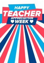 Fototapeta premium Teacher Appreciation Week in United States. Celebrated annual in May. In honour of teachers who hard work and teach our children. School and education. Student learning concept. Vector illustration
