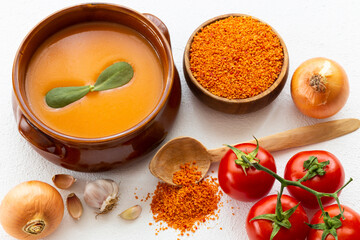 Tarhana soup. This soup is a specific kind of healthy and nutritious soup Turkey. Generally, Anatolian people consume this nice soup a lot. It is made from tomatoes, onions, red peppers and flour.