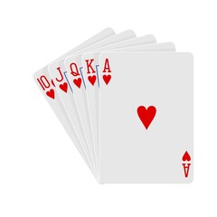 Playing cards suit hearts on white background in vector EPS8