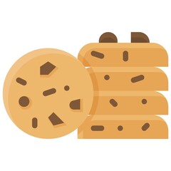 Chocolate chip cookies icon, Bakery and baking related vector