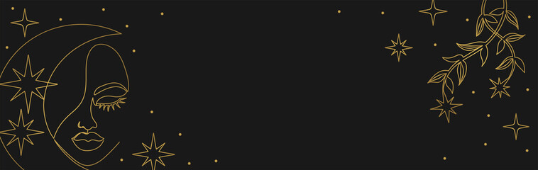 Beautiful set of mystic details in line art style.