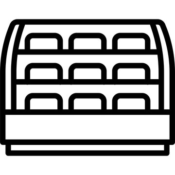 Cake  Display Case Icon, Bakery And Baking Related Vector