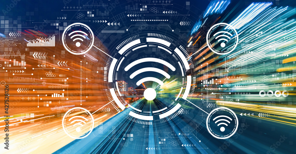 Poster wifi theme with high speed motion blur