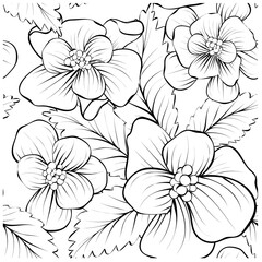 Colorful white flowers in vintage style on white background. Flower background. Seamless vector texture.