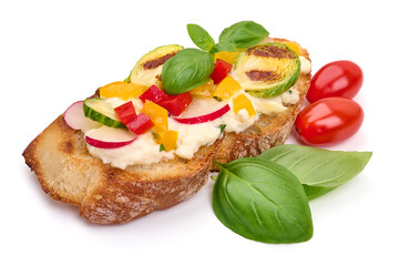 Spanish Tapas and Pinchos with mozzarella cheese, isolated on white background. High resolution image