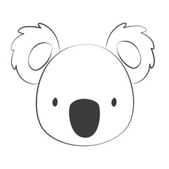 Hand drawn vector illustration of a cute funny koala face. Isolated objects. Scandinavian style flat design. Concept for children print.