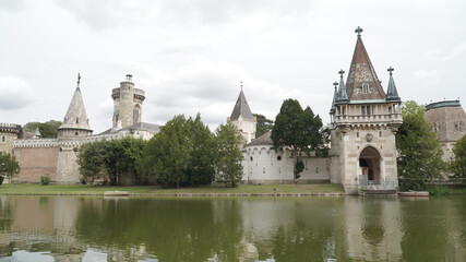 Laxenburg castle complex with lake and forest landscapes near Vienna, Austria.