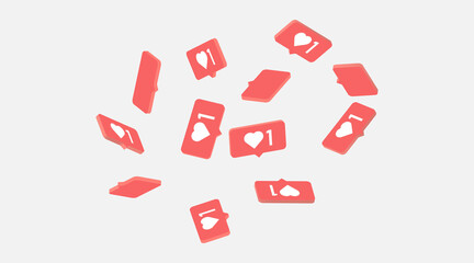 More hearts falling. Isometric 3d vector illustration. Social media vector background for website design blog and app.