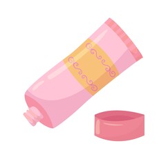 Hand cream. Skin cosmetics. Manicure tools drawn in cartoon style. Vector illustration isolated on white background.